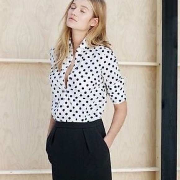 J. Crew Tops - J. Crew button down shirt with polka dots